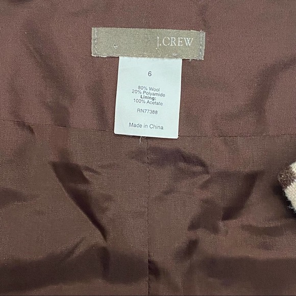 J. Crew Wool Pencil Skirt Knee Length Women's Size 6 Chevron Pattern Brown Cream - Picture 2 of 5